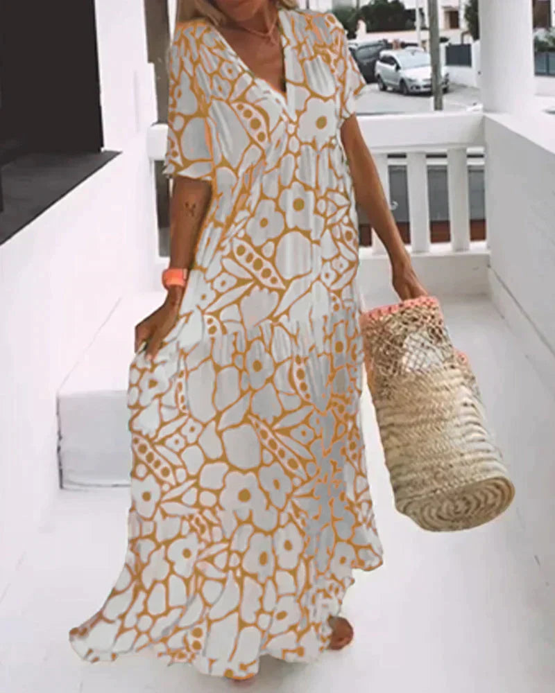 Christine | Robe Longue d’Été à Motif Élégant