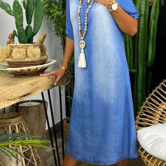 Claire™ | Robe Longue d’Été à Col V Élégante