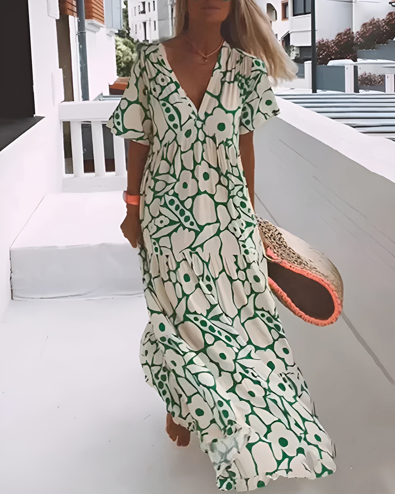 Christine | Robe Longue d’Été à Motif Élégant