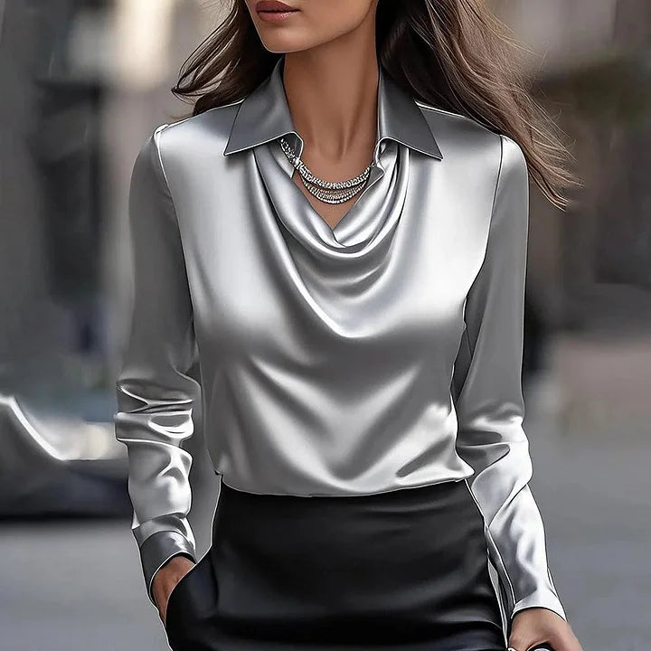 Carmina | Blouse Élégante à Décolleté Drapé