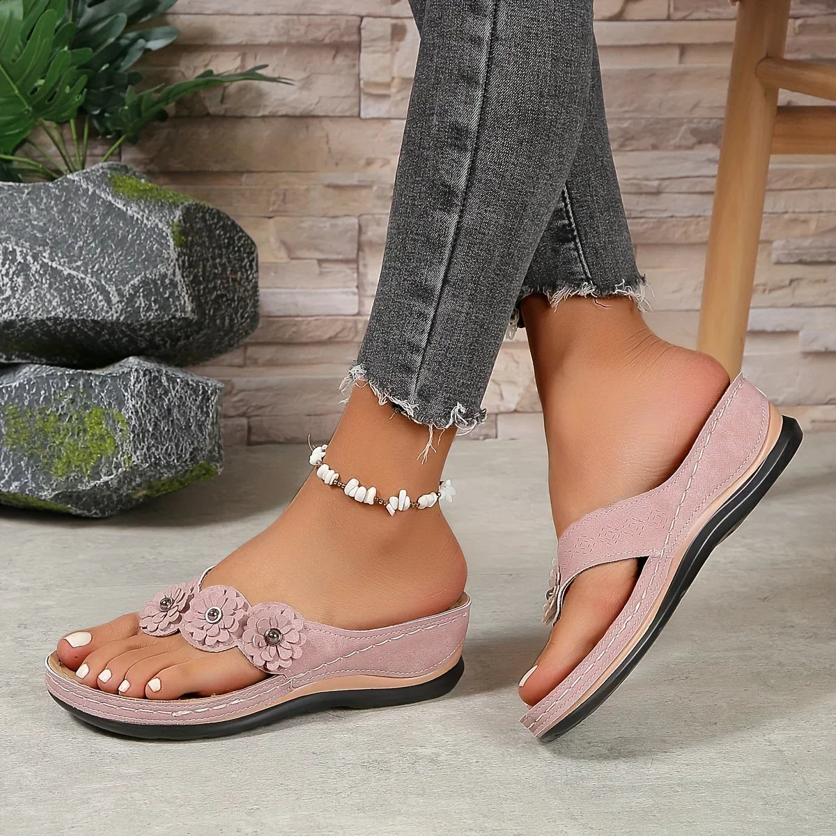 Flora™ | Sandales à Talon Compensé Fleuries Ultra-Confort