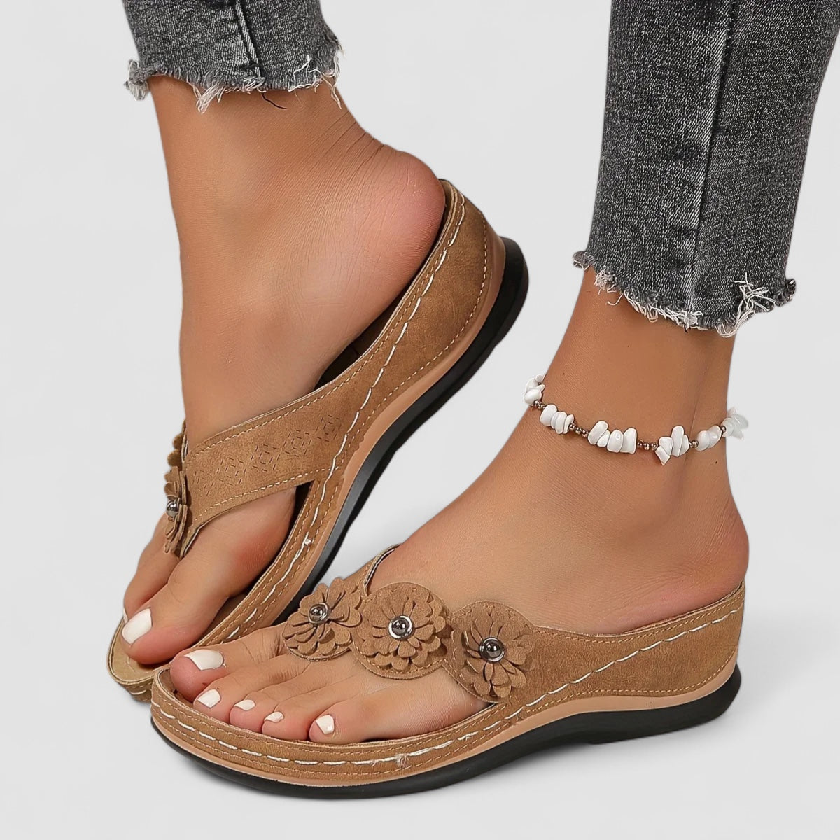 Flora™ | Sandales à Talon Compensé Fleuries Ultra-Confort