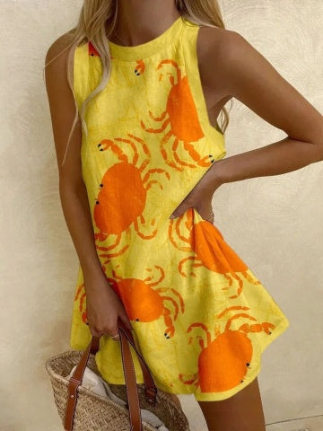 Orvienne™ | Robe Longue Imprimé Crabe Élégante