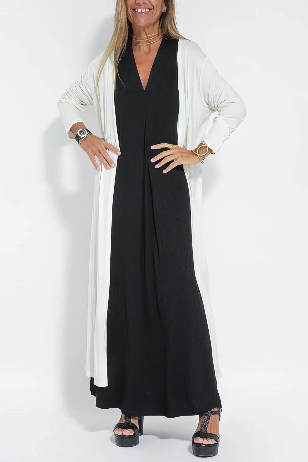 Elise | Robe Longue Élégante + Cardigan Offert