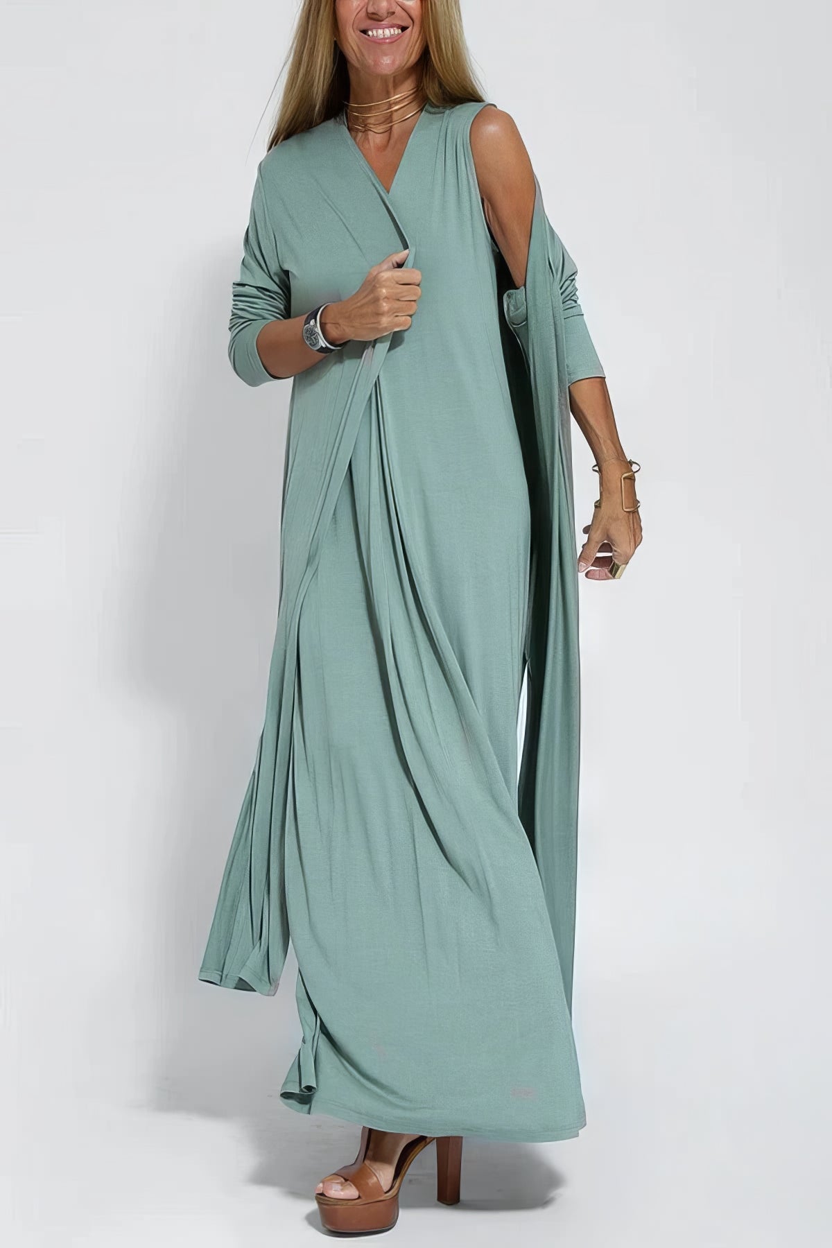 Elise | Robe Longue Élégante + Cardigan Offert