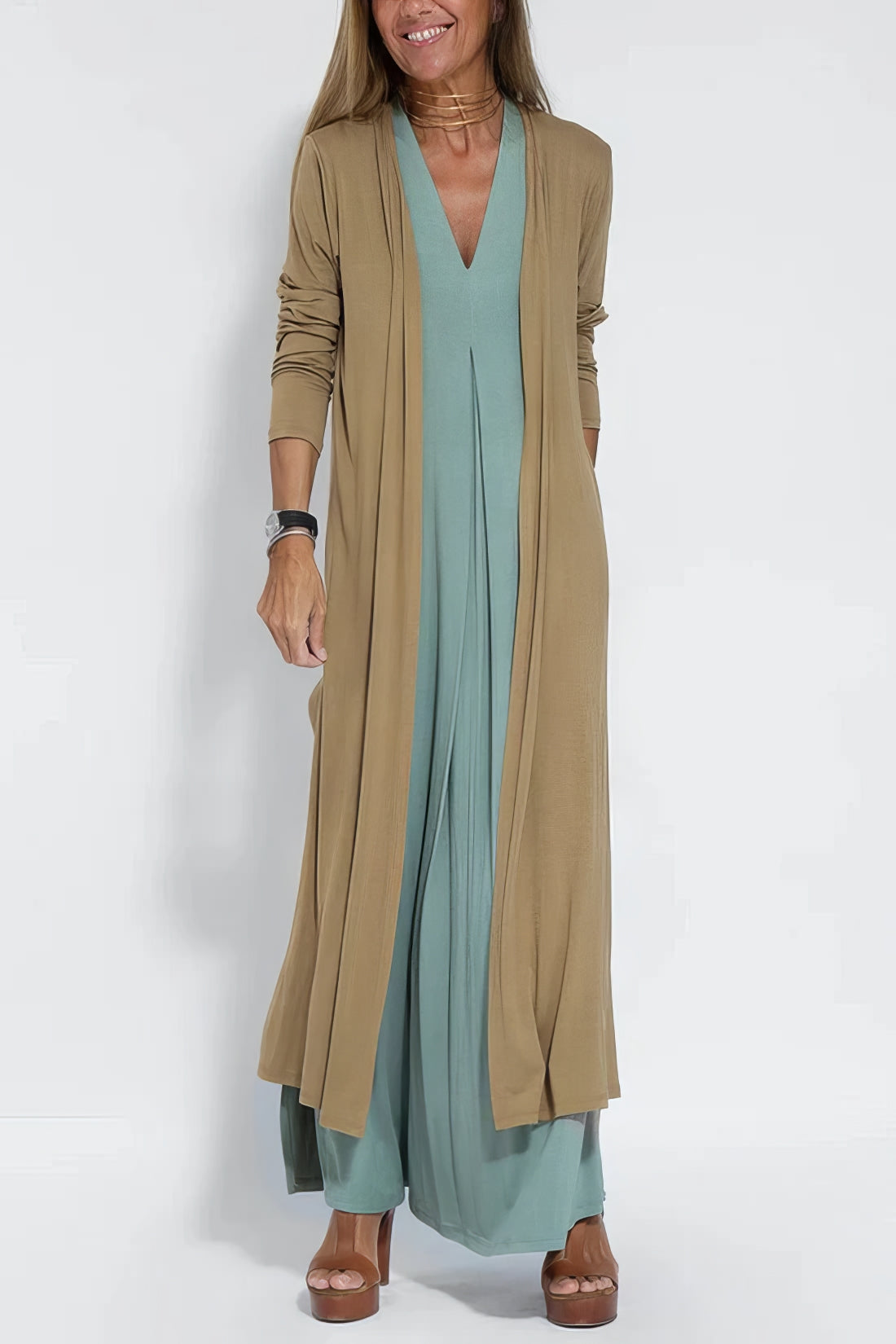 Elise | Robe Longue Élégante + Cardigan Offert